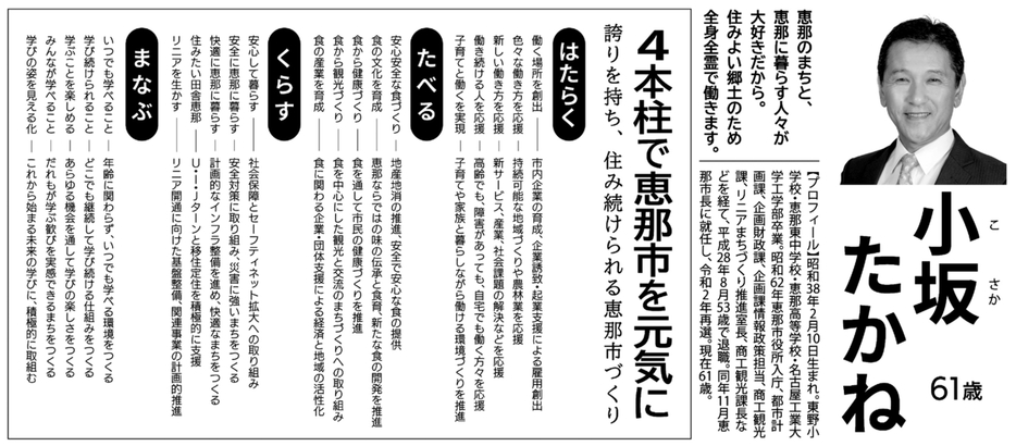 恵那市長選挙　選挙公報