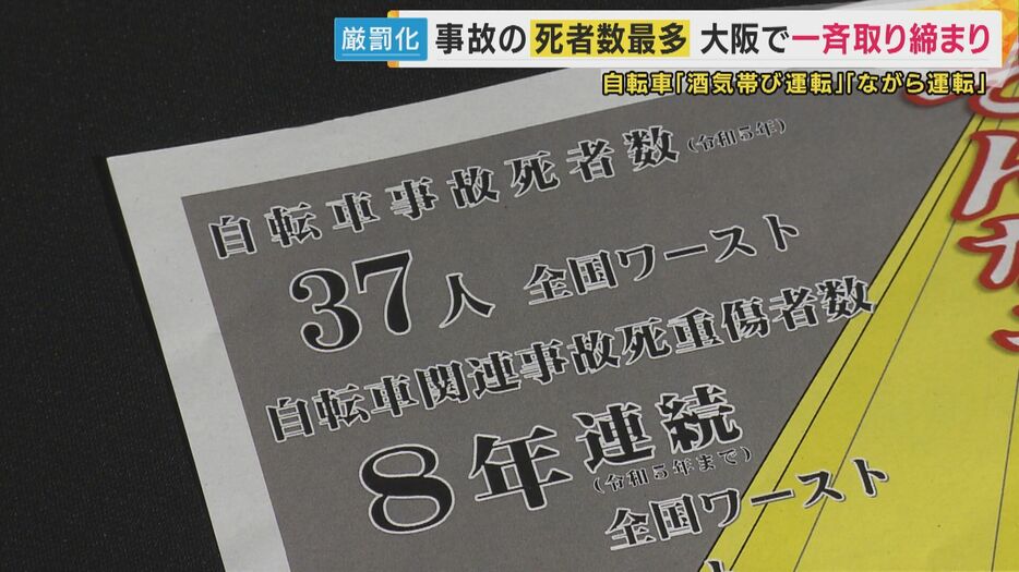 大阪府は去年、自転車事故の死者の数が全国ワーストに