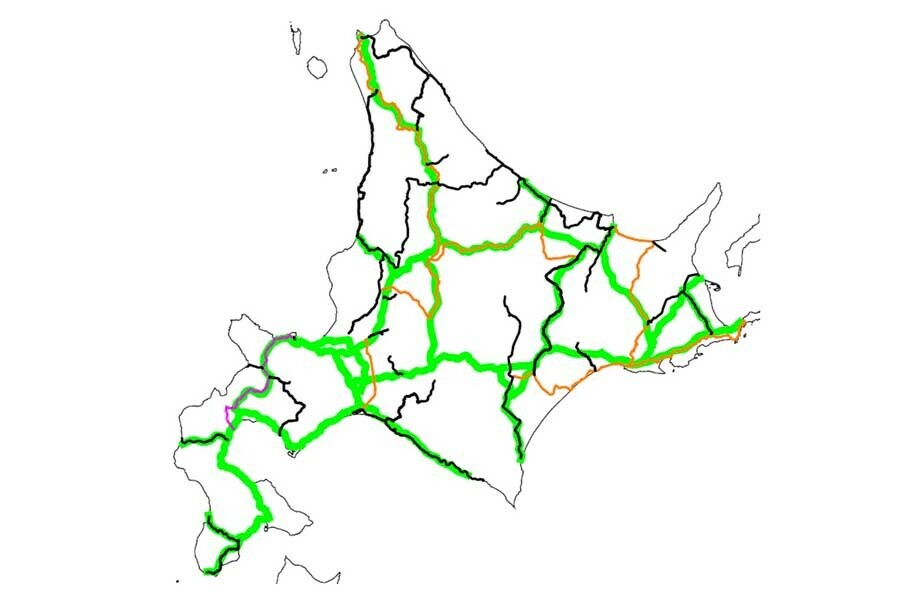 北海道の交通ネットワーク（画像：上岡直見）