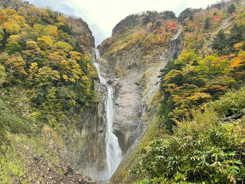 称名滝と紅葉のコラボも今しか楽しめない絶景