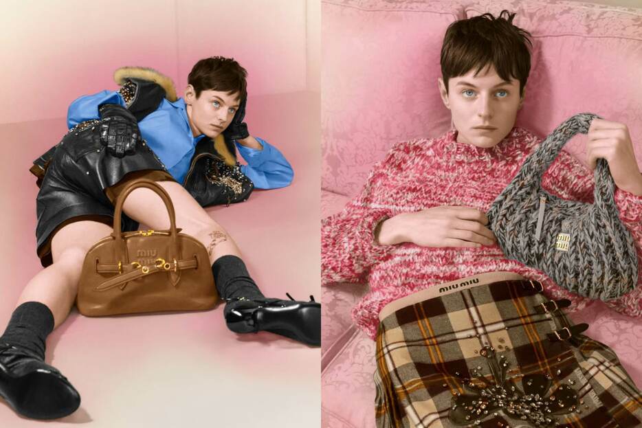 「MIU MIU UPCYCLED HOLIDAY 2024」のキャンペーンビジュアル Image by: MIU MIU