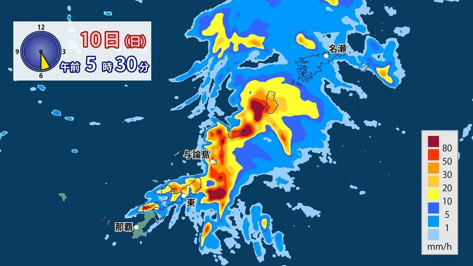 雨の予想(10日(日)午前5時30分)