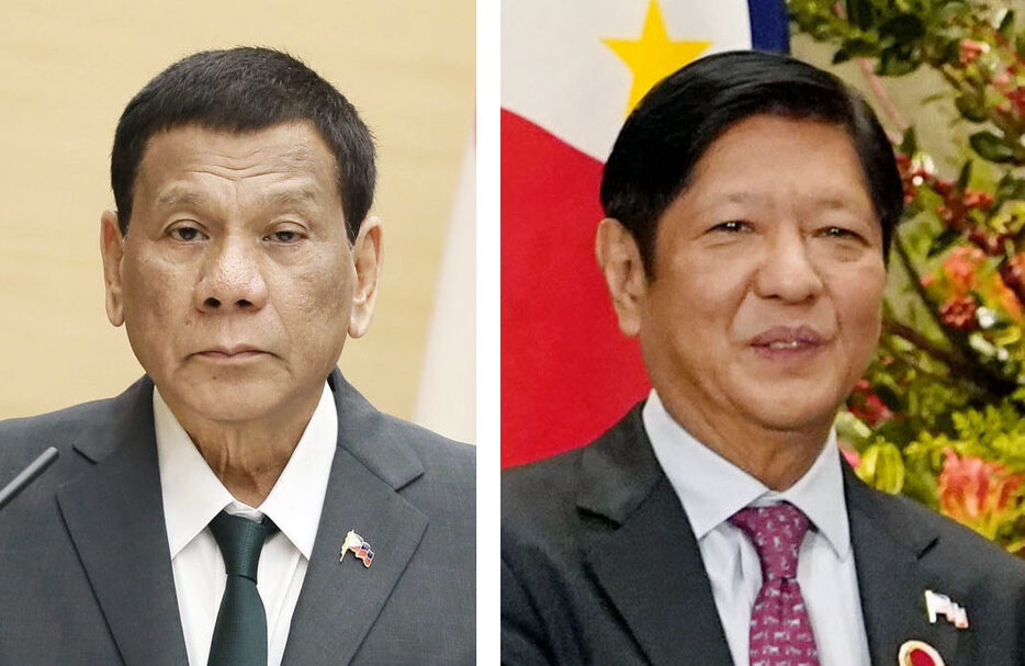 フィリピンのドゥテルテ前大統領（左）、マルコス大統領