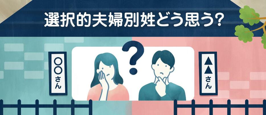 夫婦同姓は日本だけ。なぜ進まない？ 選択的夫婦別姓制度 #令和の人権（デザイン＆イラスト：Yahoo!ニュース オリジナル 特集）