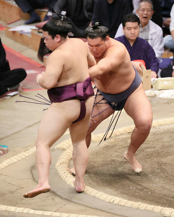 大相撲九州場所　3日目　豊昇龍は押し出しで平戸海を破る（撮影・加藤孝規）