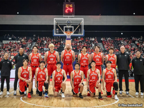 モンゴル代表戦に臨んでいる男子日本代表［写真］＝fiba.basketball