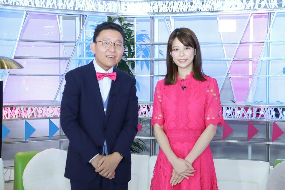 フジテレビの新番組「Lady Go」に出演する上垣皓太朗アナウンサー（左）と鈴木唯アナウンサー