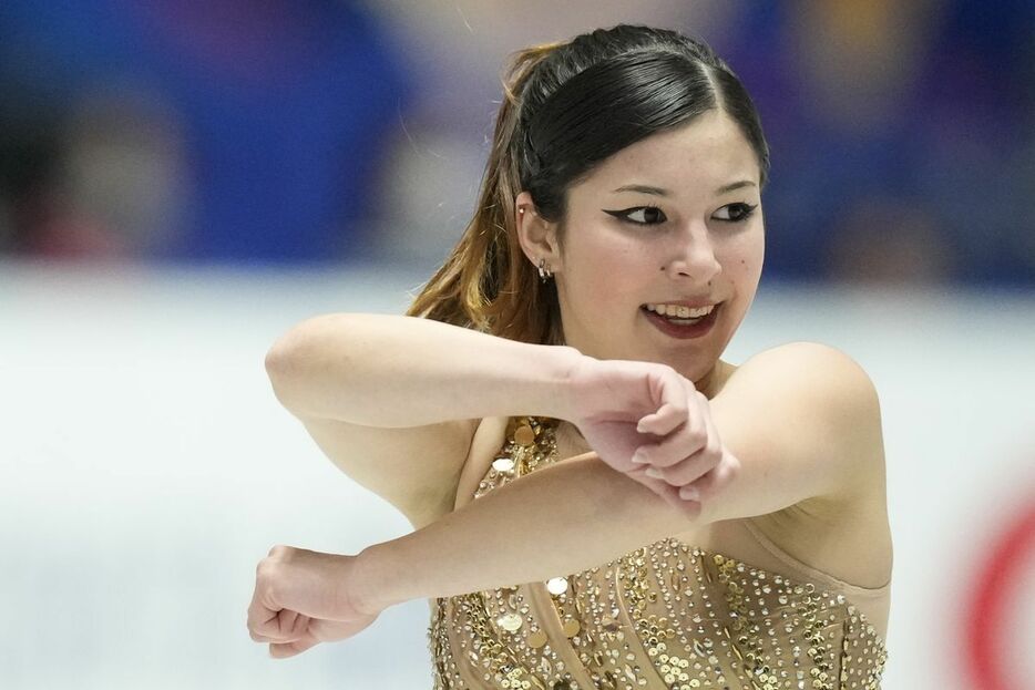 フィギュアスケートのNHK杯でフリーの演技をするリュウ。「技術を向上させていきたい」と意欲的だった（AP）