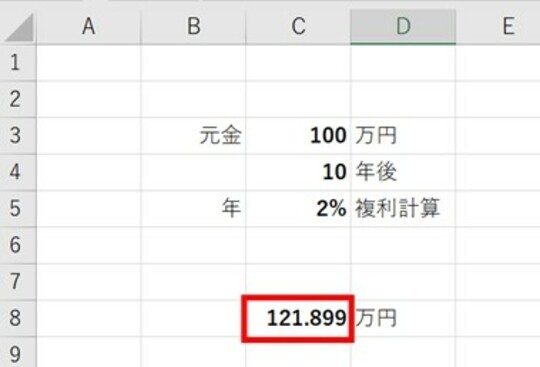 ［図表6］計算結果が表示された様子 出所：筆者作成