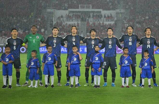 インドネシア戦に続く連勝を狙う日本代表。写真：金子拓弥 (サッカーダイジェスト写真部／現地特派)