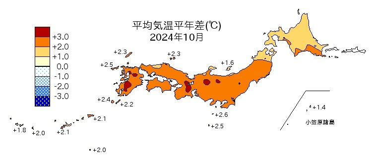 平均気温平年差　出典:気象庁HP