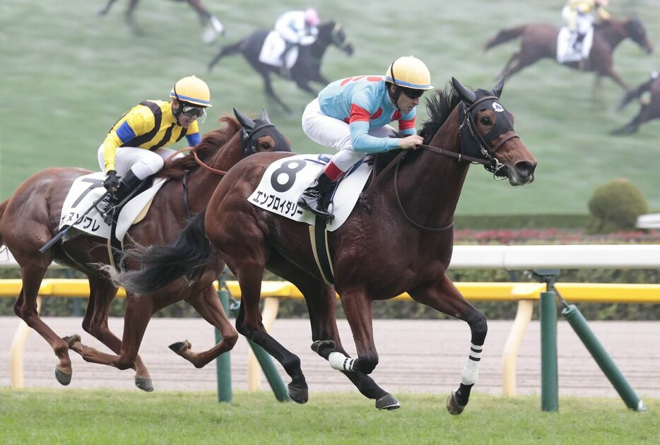 新馬勝ちのエンブロイダリー（右、カメラ・荒牧　徹）