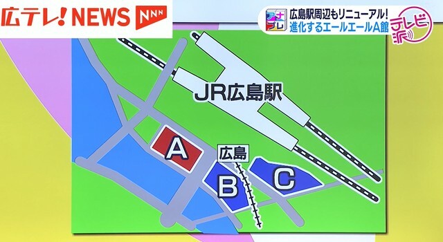 赤い場所が「Ａ館」の由来となった「Ａブロック」