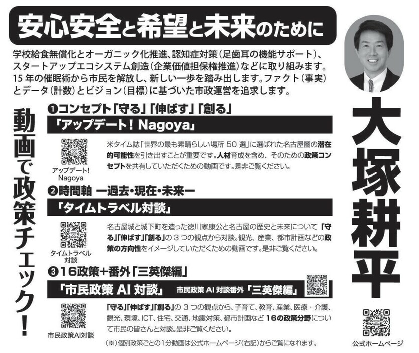 名古屋市長選挙　選挙公報