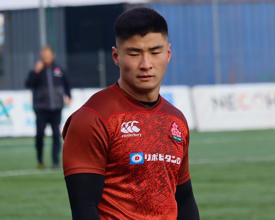 14日の練習に参加した日本代表WTB浜野隼大（C）JRFU