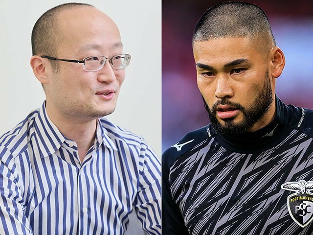 W杯日本代表経験者の中村航輔と、通算タイトル31期の渡辺明。サッカーと将棋の両方を愛する、それぞれの代表格である photograph by JIJI PRESS/Yuki Suenaga