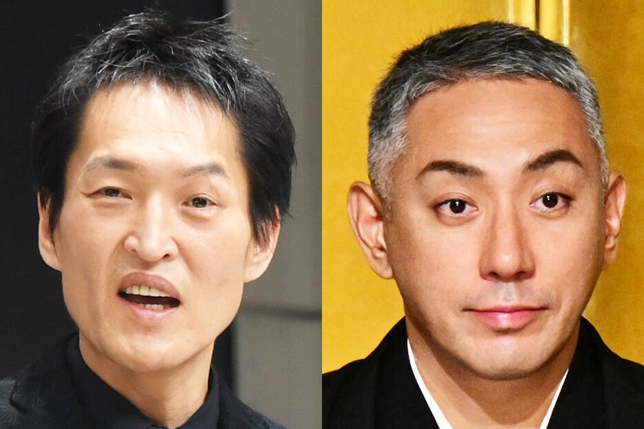 千原ジュニア(左)と市川團十郎