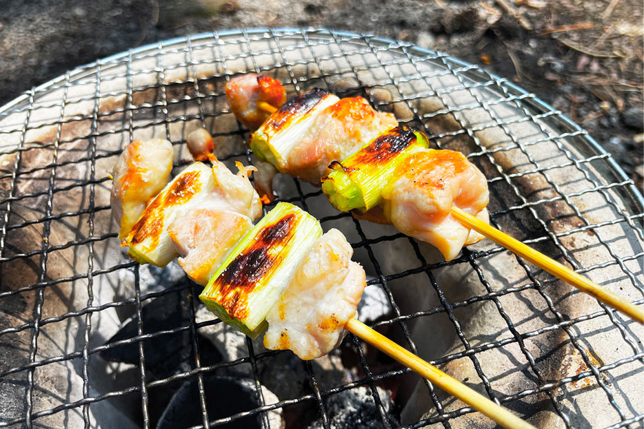 七輪で炭火焼きした焼き鳥