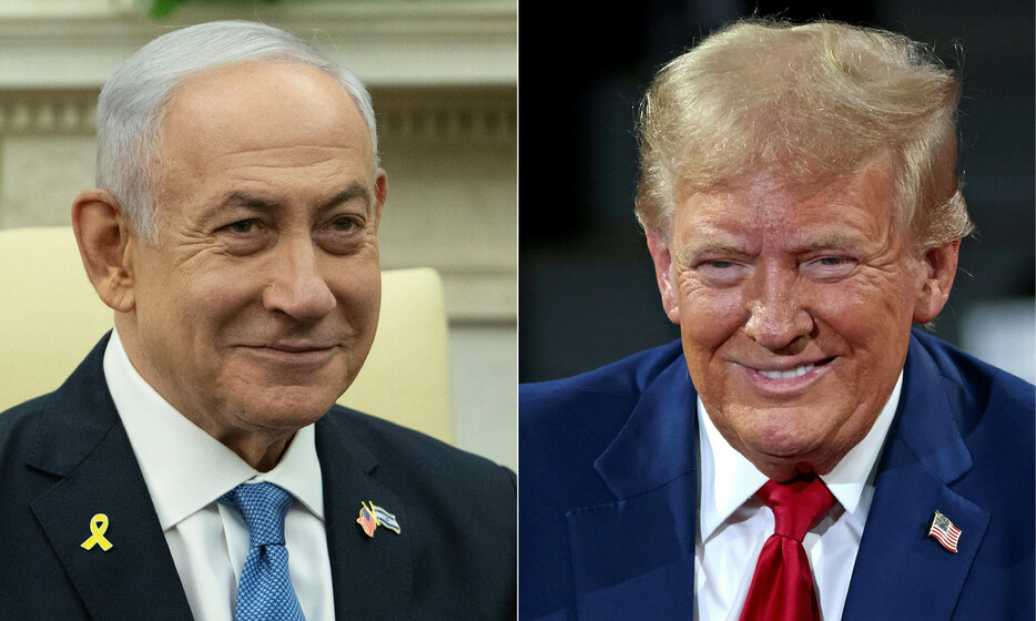 イスラエルのネタニヤフ首相（左）は１０日、トランプ次期米大統領（右）と過去数日間で３回会話したことを明らかにした。