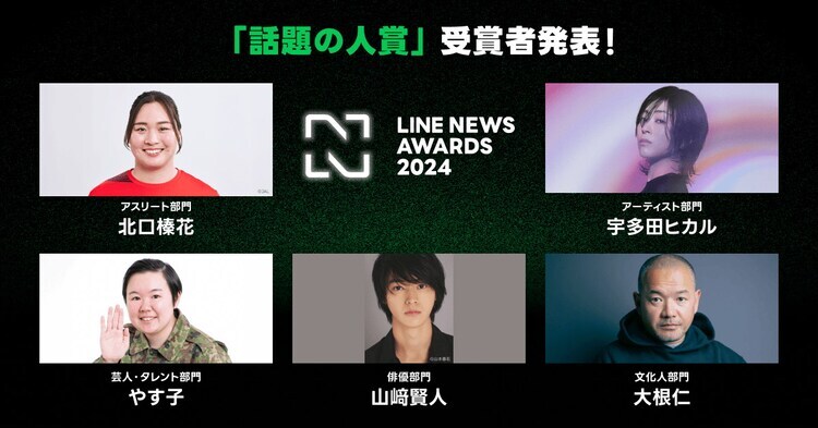 「LINE NEWS AWARDS 2024」の「話題の人賞」受賞者