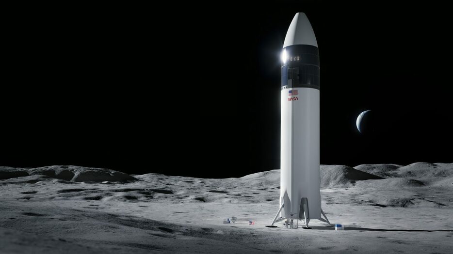 月に着陸した「Starship HLS（スターシップHLS）」の想像図（Credit: SpaceX）