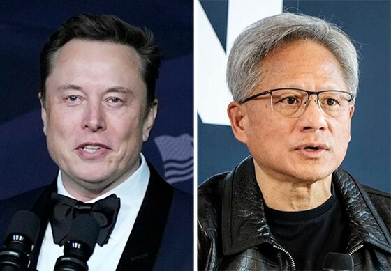 イーロン・マスク氏（左）とジェンスン・フアン氏。