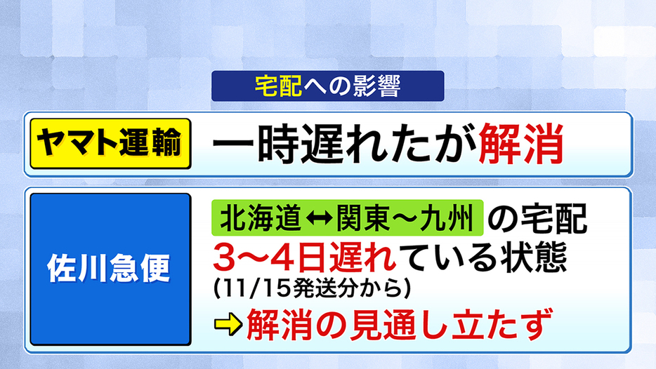 宅配への影響も