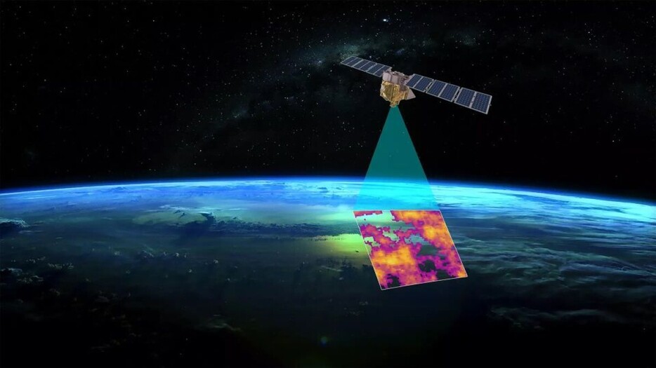 世界のメタン排出を測定する人工衛星「メタンＳＡＴ」の描画