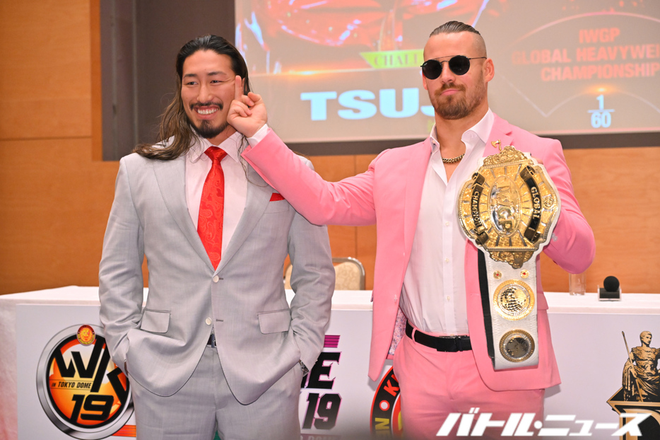 IWGP GLOBALヘビー級をかけて闘う事が決まったデビッド・フィンレーと辻陽太