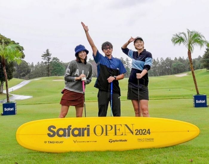 ティーイングエリアでポーズをとる3人組【写真：狩野舞子のInstagram（@kanochan715）より】