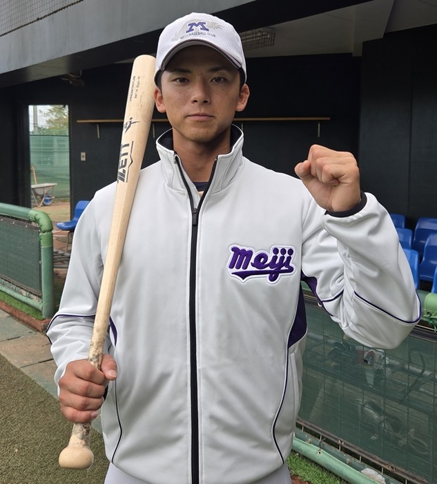 明大の主将・宗山は翌日に控えた早大との優勝決定戦に向けて、意気込みを語った[写真=BBM]