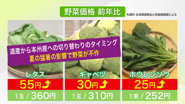 野菜価格の前年比