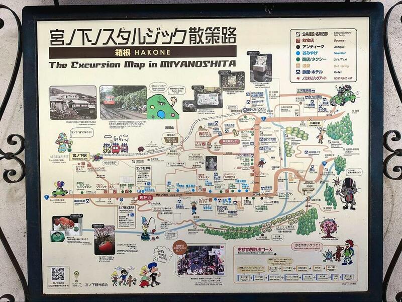 宮ノ下駐車場入口に描かれている、宮ノ下ノスタルジック散策路