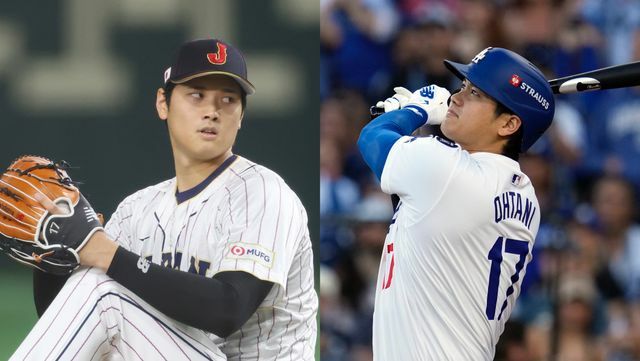 WBCで投げる大谷翔平投手とドジャースの大谷翔平選手(写真：CTK Photo/アフロ)(写真：AP/アフロ)