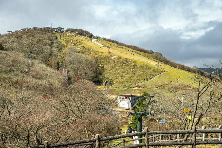 爽快な景色が広がる山上公園。目指す山頂はあと少し