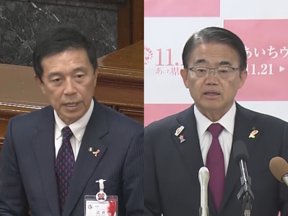 広沢名古屋市長(左)と大村愛知県知事(右)