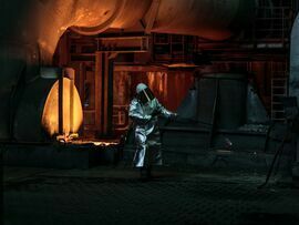 A blast furnace at a Thyssenkrupp metals plant in Duisburg, Germany. Photographer: Sarah Pabst/Bloomberg