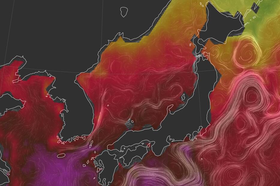 日本の夏が長く暑くなった原因は海面温度の上昇が関係している earth.nullschool.netより引用