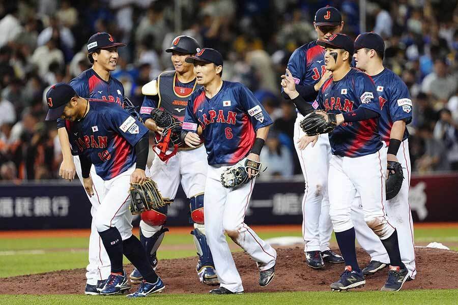 チャイニーズ・タイペイ代表に勝利した侍ジャパン【写真：小林靖】