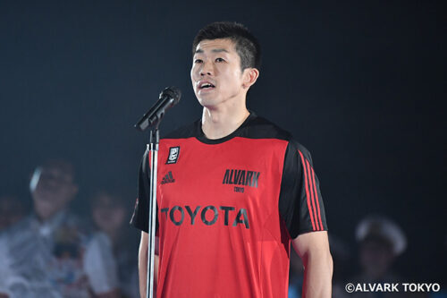 B.LEAGUE開幕戦での印象的なスピーチ [写真提供]＝アルバルク東京