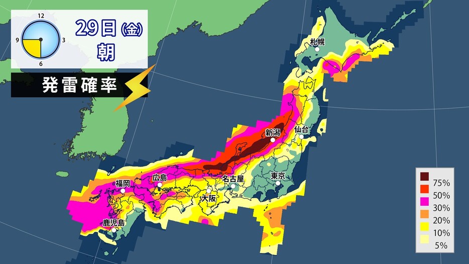 29日(金)朝の発雷確率