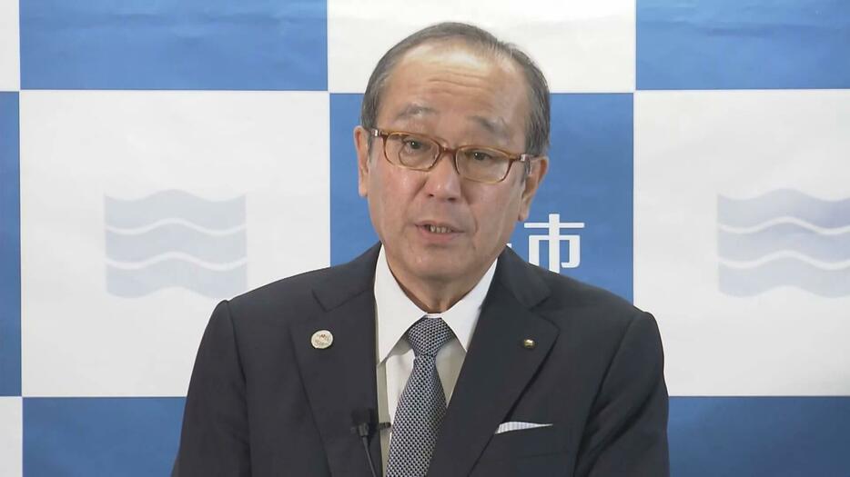 西区道路陥没　松井市長「水道など仮復旧完了」　広島市