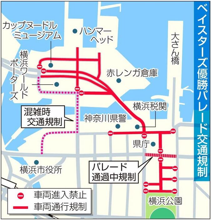 パレード開催に伴う交通規制図