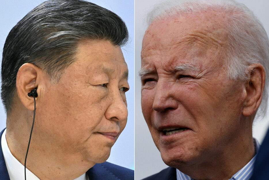 サリバン米大統領補佐官は１３日の記者会見で、バイデン大統領（右）と中国の習近平国家主席（左）が１６日にペルーで会談すると発表した。対面での会談は昨年１１月の米サンフランシスコ近郊での開催以来１年ぶり。