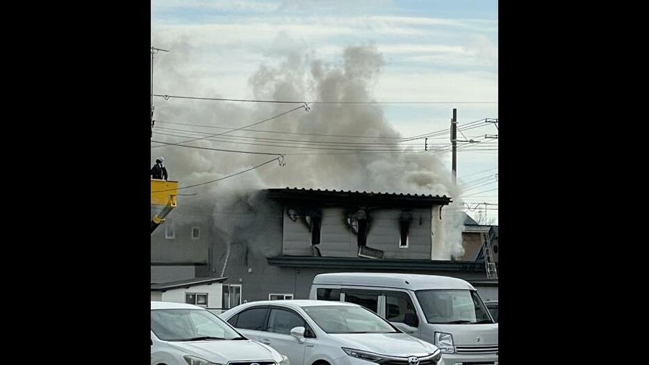 火災現場（20日午後　北海道大樹町）視聴者提供