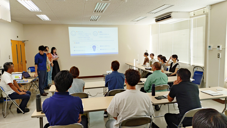 提案を発表する学生ら＝南房総