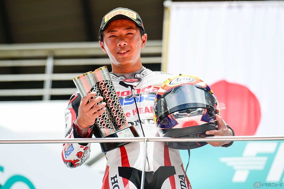 【MotoGP第19戦マレーシアGP】Moto3クラスで今季3度目の表彰台を獲得した古里太陽選手（#72／Honda Team Asia）