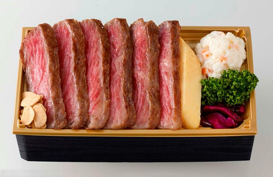 「肉の源秀」の「黒毛和牛ステーキ弁当」（1,674円）