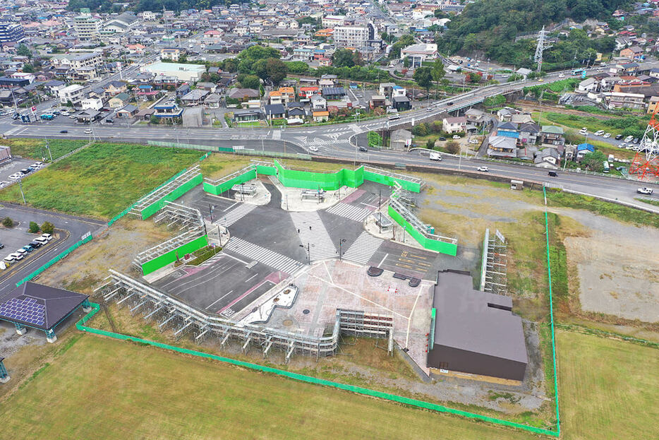 上空から見た「足利スクランブルシティスタジオ」