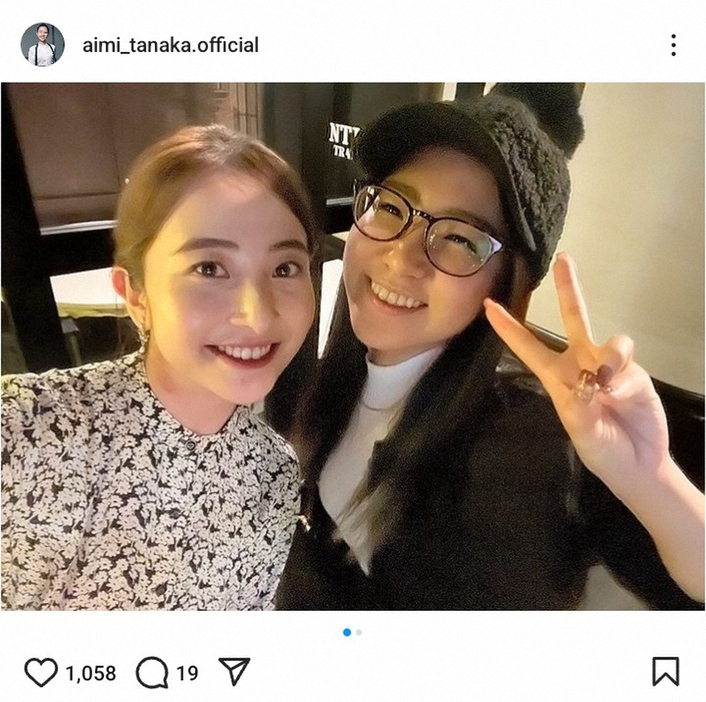 田中あいみのインスタグラム（@aimi_tanaka.official）より　左から日比麻音子アナウンサー、田中